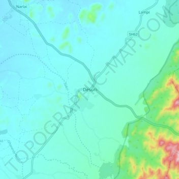 Mapa topográfico Desuri, altitud, relieve