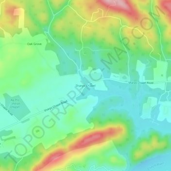 Mapa topográfico Sharps Chapel, altitud, relieve