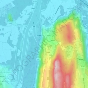 Mapa topográfico Le Poisat, altitud, relieve