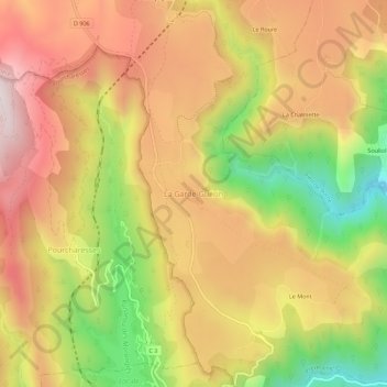 Mapa topográfico La Garde-Guérin, altitud, relieve