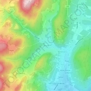 Mapa topográfico La Bouzolle, altitud, relieve
