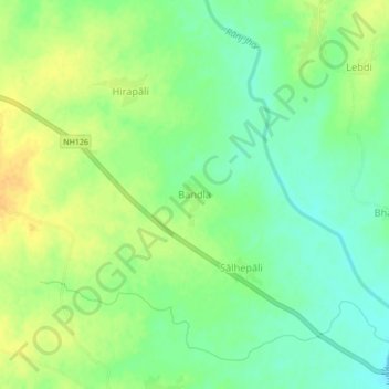 Mapa topográfico Bandala, altitud, relieve