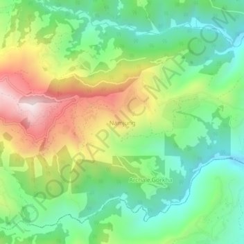 Mapa topográfico Namjung, altitud, relieve