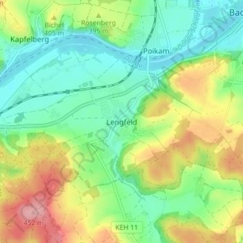 Mapa topográfico Lengfeld, altitud, relieve