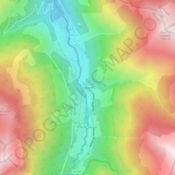 Mapa topográfico Troussilh, altitud, relieve