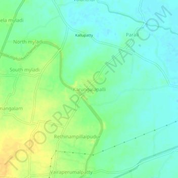 Mapa topográfico Karungalapalli, altitud, relieve