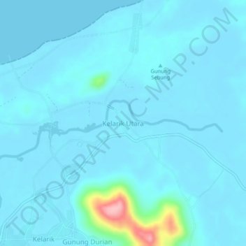 Mapa topográfico Kelarik Utara, altitud, relieve