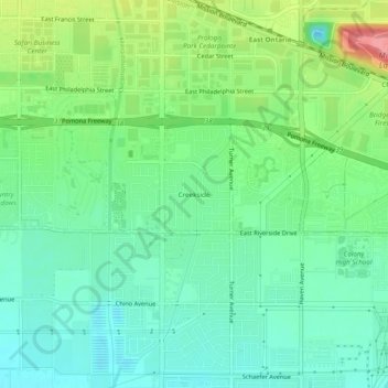 Mapa topográfico Creekside, altitud, relieve