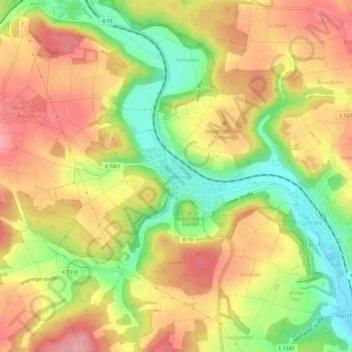 Mapa topográfico Urspring, altitud, relieve