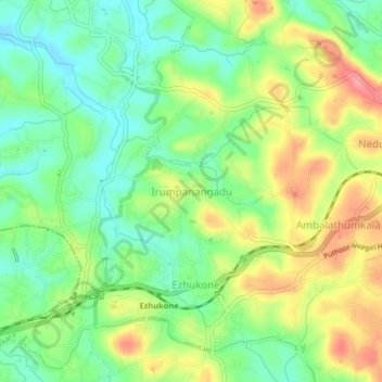 Mapa topográfico Irumpanangadu, altitud, relieve
