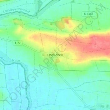 Mapa topográfico Ohrsleben, altitud, relieve