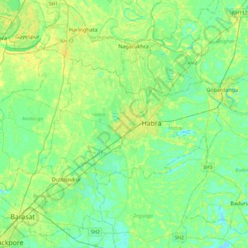 Mapa topográfico Ashoknagar Kalyangarh, altitud, relieve