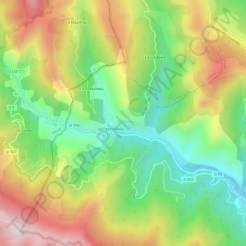 Mapa topográfico Mas Supérieur, altitud, relieve