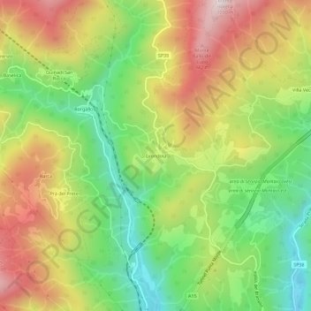 Mapa topográfico Grondola, altitud, relieve