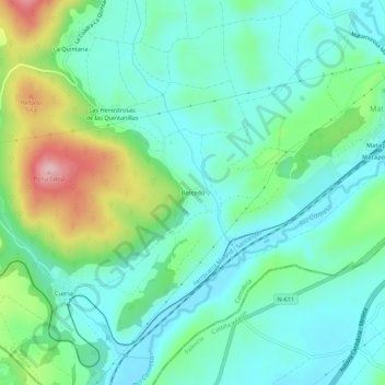 Mapa topográfico Bercedo, altitud, relieve