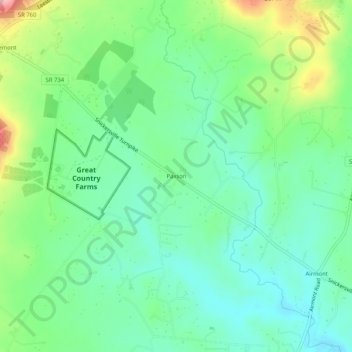 Mapa topográfico Paxson, altitud, relieve