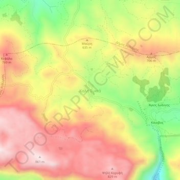 Mapa topográfico Kali Sikia, altitud, relieve