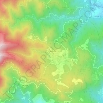 Mapa topográfico La Cabanelle, altitud, relieve