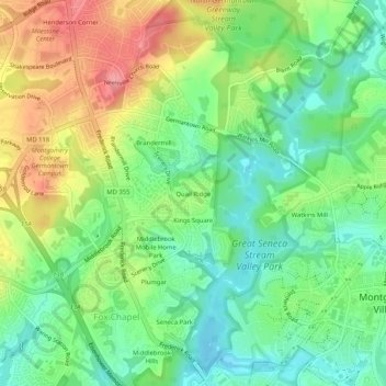 Mapa topográfico Quail Ridge, altitud, relieve