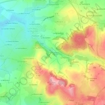 Mapa topográfico Le Pouët, altitud, relieve