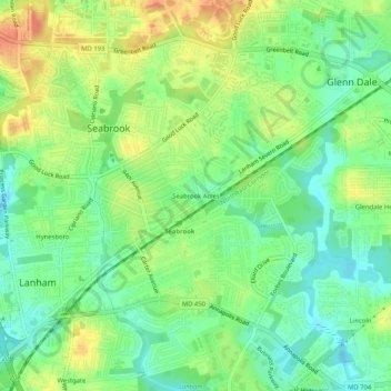 Mapa topográfico Seabrook Acres, altitud, relieve