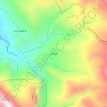 Mapa topográfico La Flor, altitud, relieve