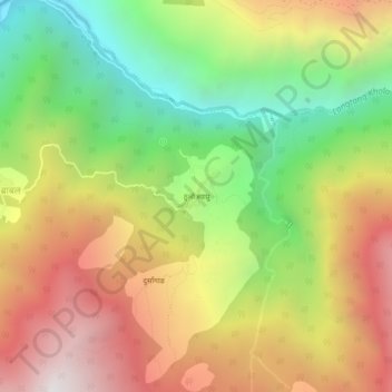 Mapa topográfico Thulo Syābru, altitud, relieve