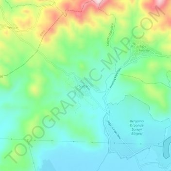Mapa topográfico Sağancı, altitud, relieve