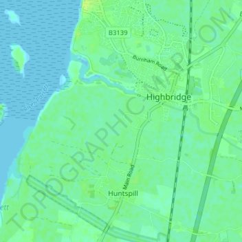 Mapa topográfico Alstone, altitud, relieve