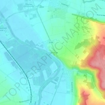 Mapa topográfico La Croix Rouge, altitud, relieve