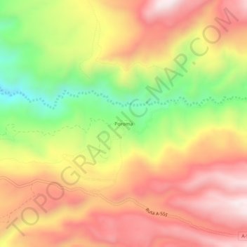 Mapa topográfico Poroma, altitud, relieve