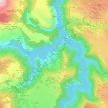 Mapa topográfico Plužine, altitud, relieve
