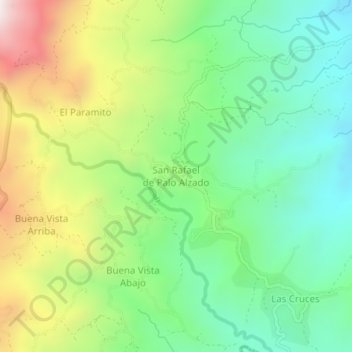Mapa topográfico San Rafael de Palo Alzado, altitud, relieve