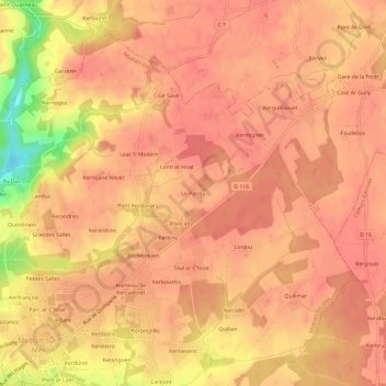 Mapa topográfico Le Pariou, altitud, relieve