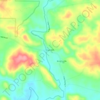 Mapa topográfico East Mill, altitud, relieve