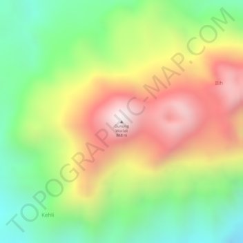 Mapa topográfico Mount Wurlali, altitud, relieve