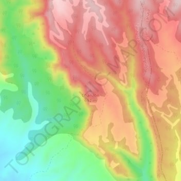 Mapa topográfico Chanzón, altitud, relieve
