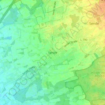 Mapa topográfico Sende, altitud, relieve