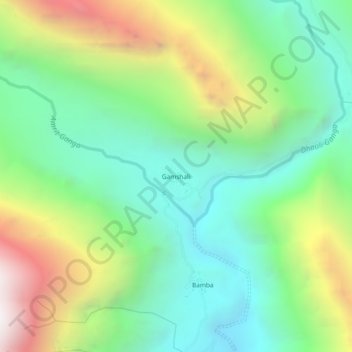 Mapa topográfico Gamshali, altitud, relieve