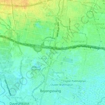 Mapa topográfico Cipagalo, altitud, relieve