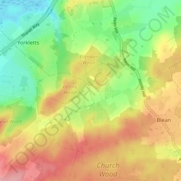 Mapa topográfico Denstroude, altitud, relieve