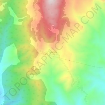 Mapa topográfico Tekmen, altitud, relieve