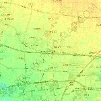 Mapa topográfico Gaoliying, altitud, relieve