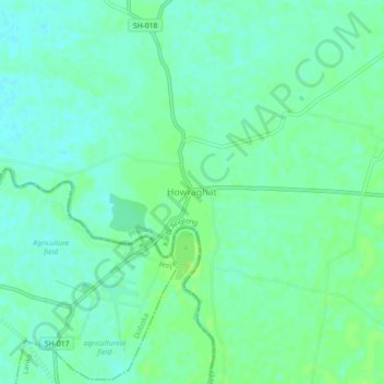 Mapa topográfico Howraghat, altitud, relieve