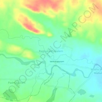 Mapa topográfico Raghunadhapalem, altitud, relieve