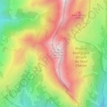 Mapa topográfico Les Gorges, altitud, relieve