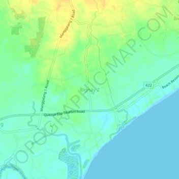 Mapa topográfico Bignay 2, altitud, relieve