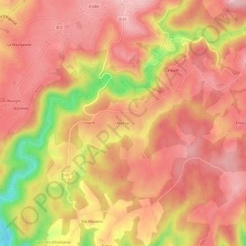Mapa topográfico Maniac, altitud, relieve