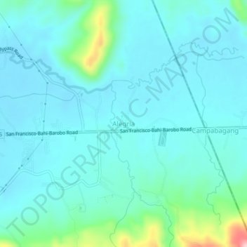 Mapa topográfico Alegria, altitud, relieve