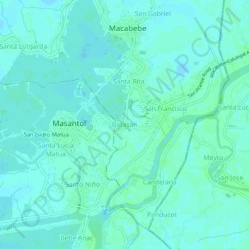 Mapa topográfico Batasan, altitud, relieve